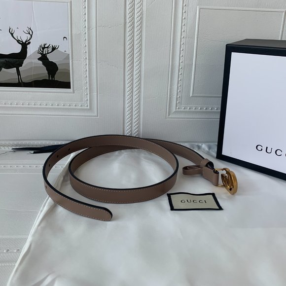 Leather belt with GG buckle